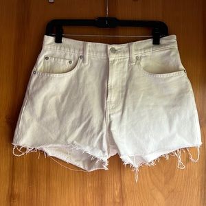 Lucky Brand High-Waisted White Denim Cut-off Shorts